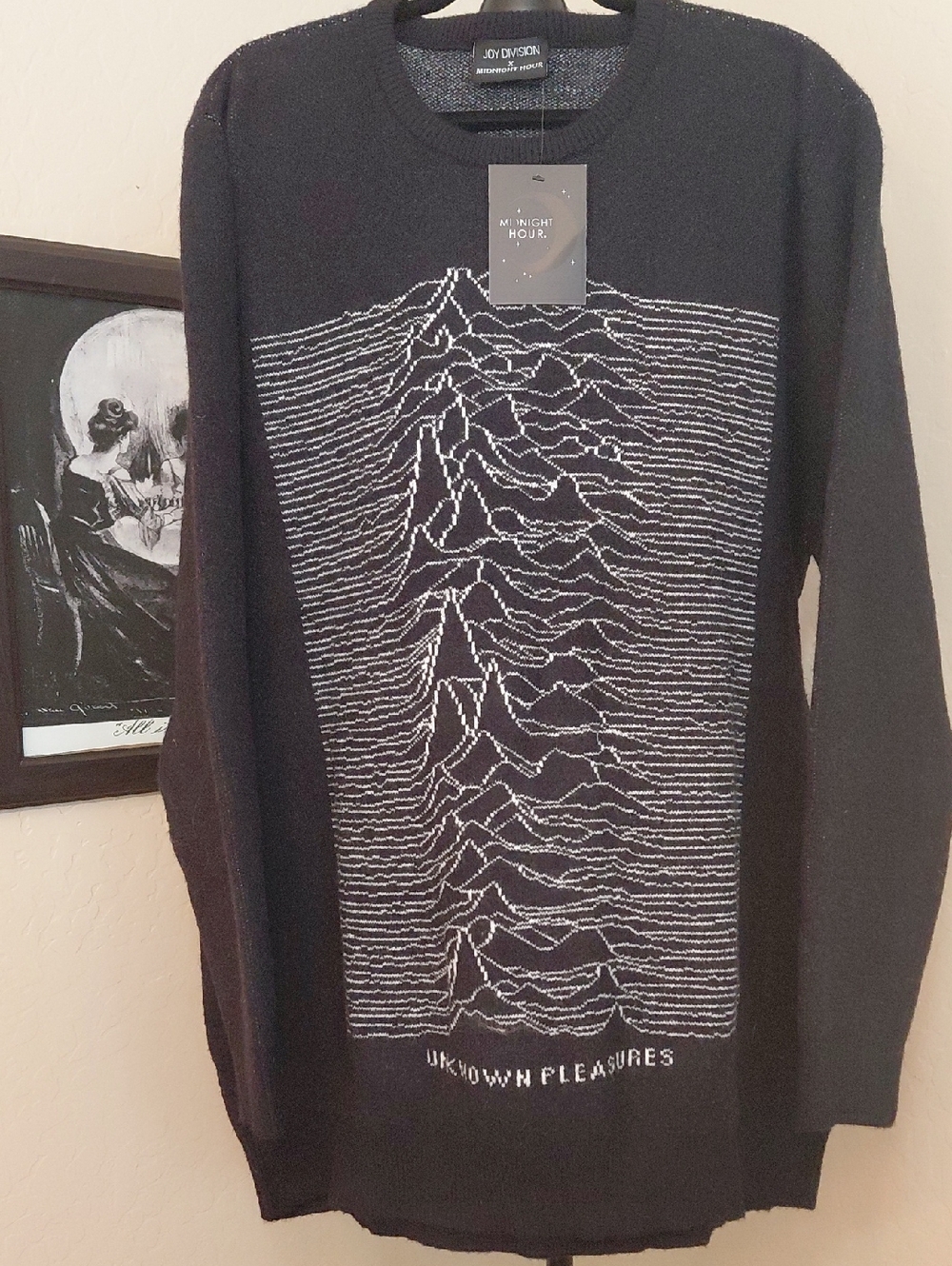 MIDNIGHT HOUR 3X Joy Division "Unknown Pleasures" Black Graphic Sweater HEAVY